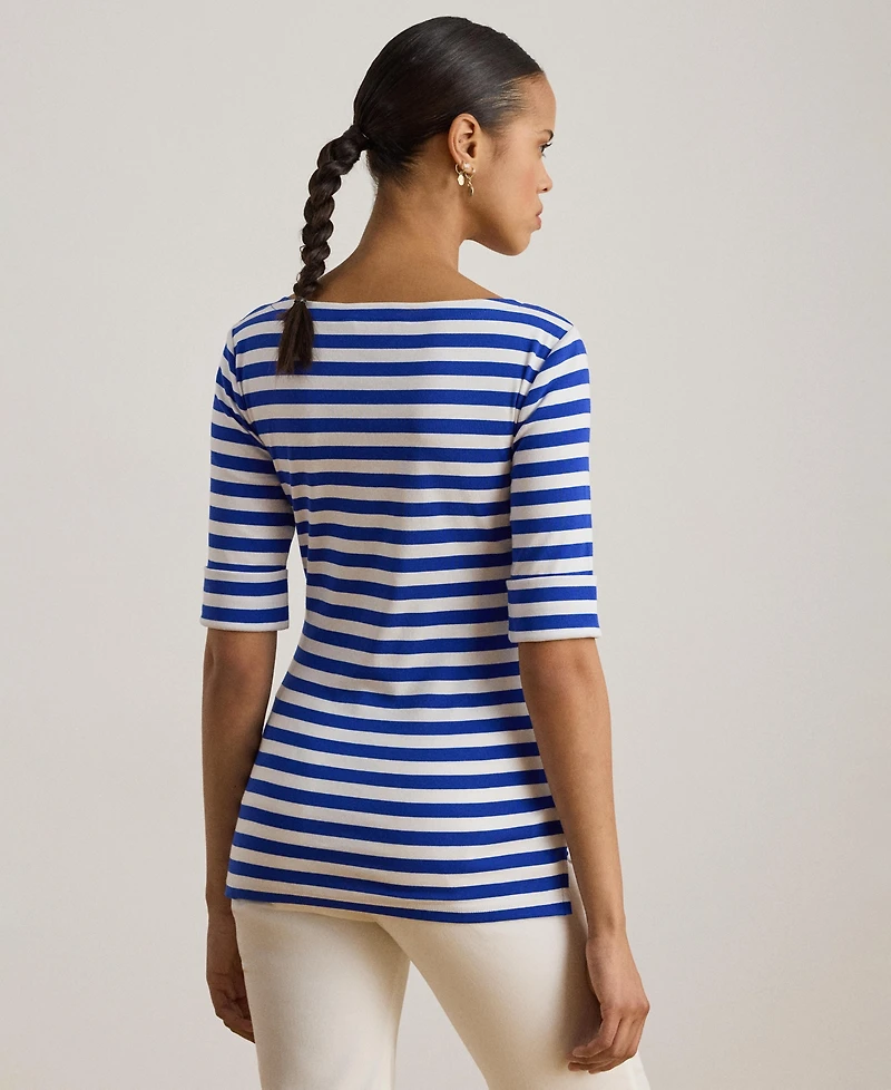 Lauren Ralph Women's Striped Boat Neck T-Shirt