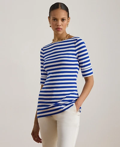 Lauren Ralph Women's Striped Boat Neck T-Shirt