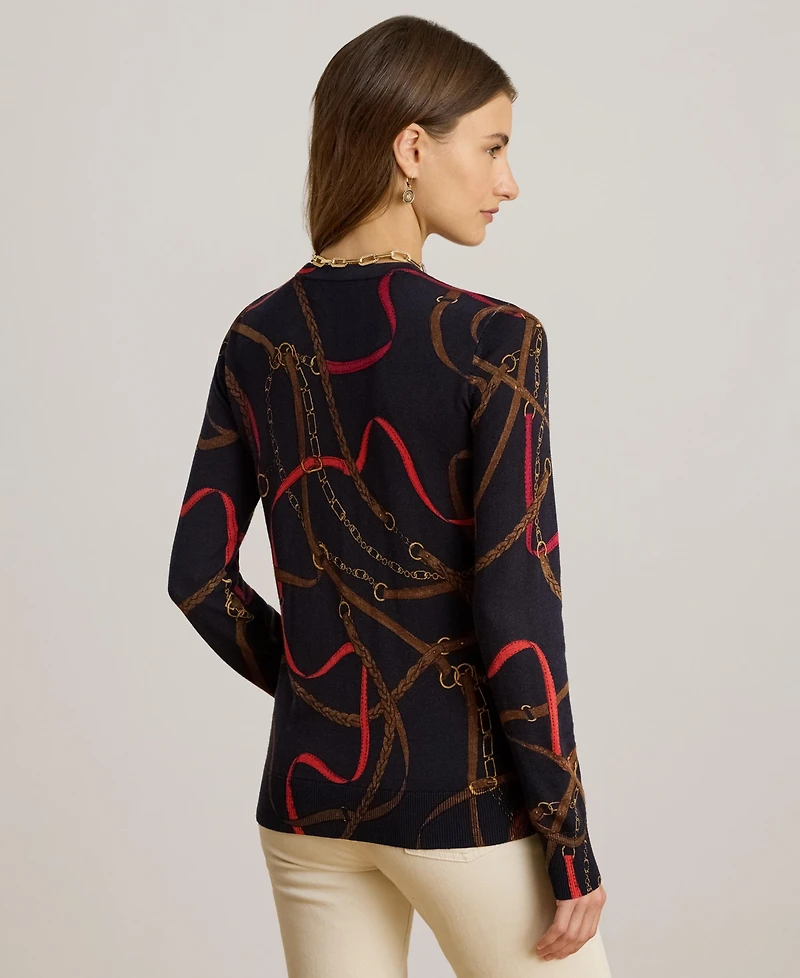 Lauren Ralph Women's Belting Print Long-Sleeve Sweater
