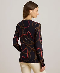 Lauren Ralph Women's Belting Print Long-Sleeve Sweater