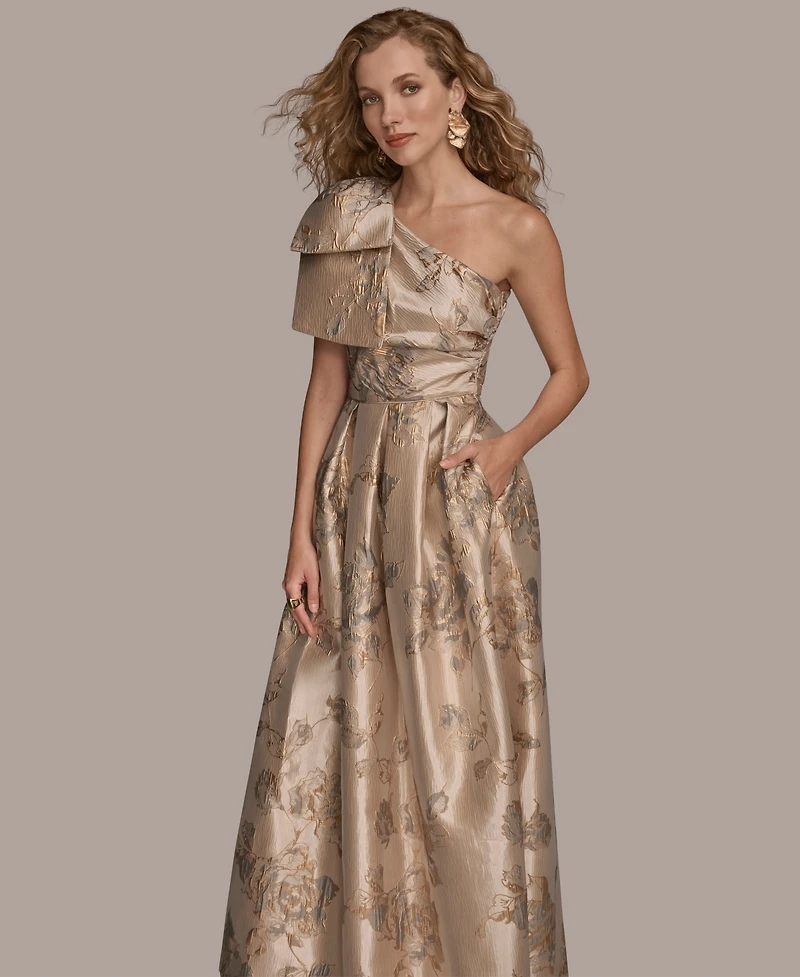 Donna Karan New York Women's One-Shoulder Bow Ball Gown