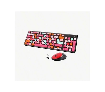 risokeys Wireless Keyboard and Mouse Combo - Retro Typewriter Keyboard With Round Keycaps, 2.4GHz Cute Wireless Keyboard Mouse Computer, Desktop