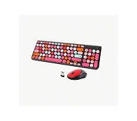 risokeys Wireless Keyboard and Mouse Combo - Retro Typewriter Keyboard With Round Keycaps, 2.4GHz Cute Wireless Keyboard Mouse Computer, Desktop