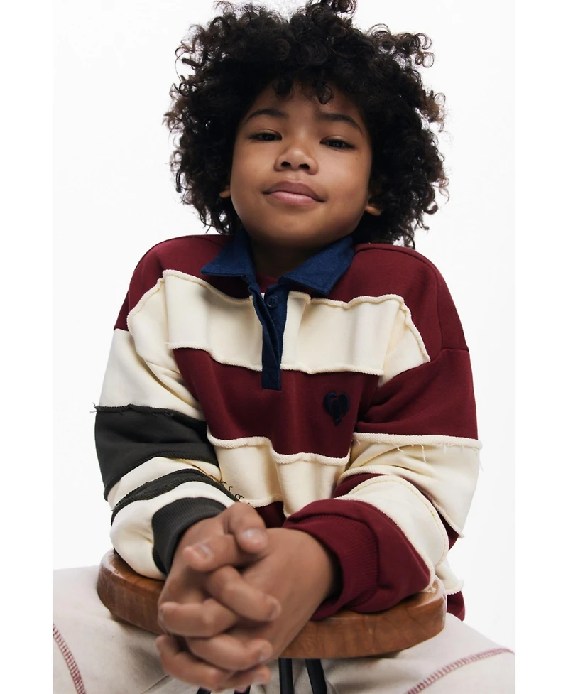 Desigual Boys's Long Sleeve Striped Polo