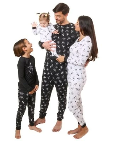 Leveret Matching Family Black White Skeleton Cotton Halloween Pajamas