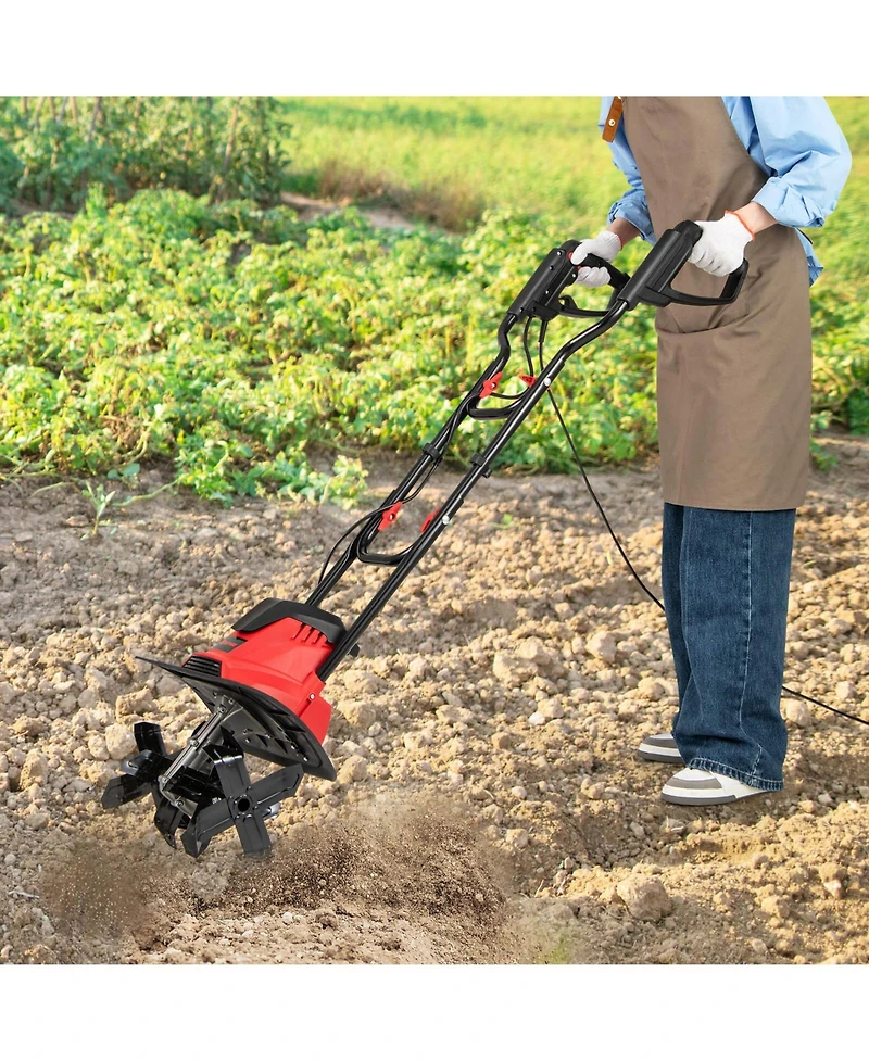 Costway Ironmax Corded Electric Tiller Cultivator, 10 Amp Powerful Foldable Garden Rototiller