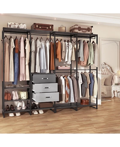 Aheaplus 74'' Closet Organizer with Wood Drawers