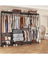 Aheaplus 74'' Closet Organizer with Wood Drawers