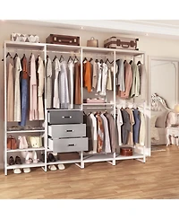 Aheaplus 74'' Closet Organizer with Wood Drawers