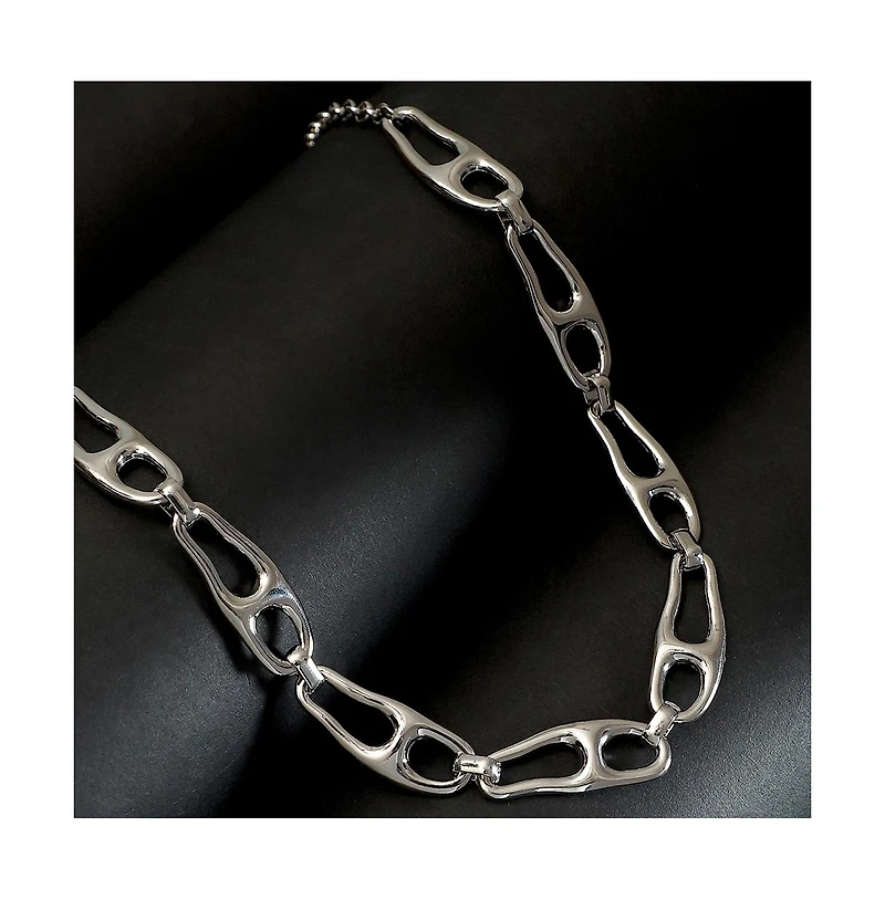 Sohi Women's The Pavement-Link Chain Necklace - Chrome Silver