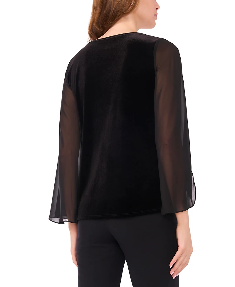 Msk Women's V-Neck Long-Sleeve Knit Top