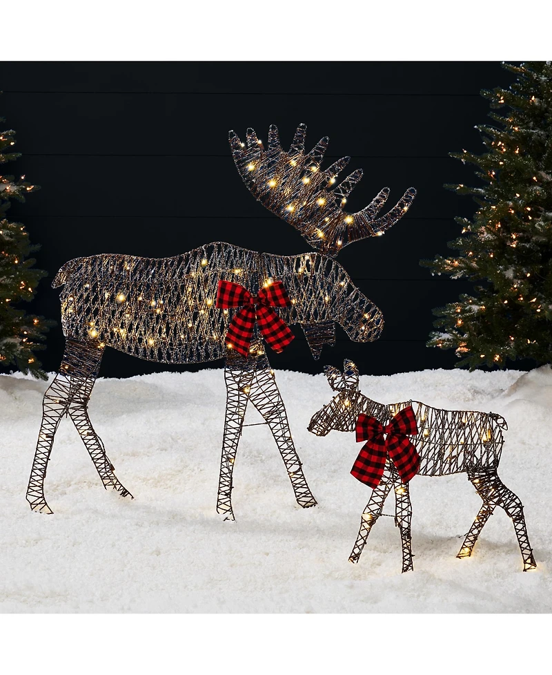 Best Choice Products 4ft 2-Piece Lighted 2D Christmas Moose Set Outdoor Decor w/ 125 Led Lights, Stakes