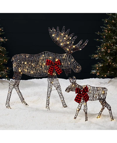 Best Choice Products 4ft 2-Piece Lighted 2D Christmas Moose Set Outdoor Decor w/ 125 Led Lights, Stakes