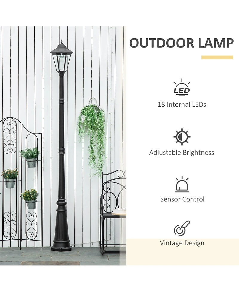Outsunny 8' Outdoor Solar Light Post, Motion Activated Lamp, for Garden,