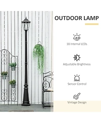 Outsunny 8' Outdoor Solar Light Post, Motion Activated Lamp, for Garden,