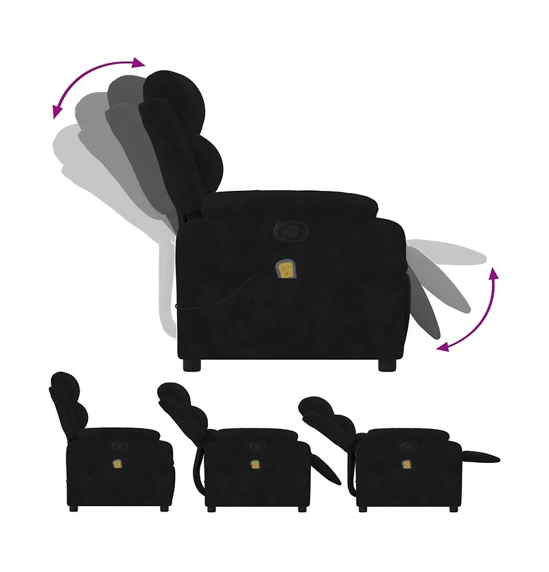 vidaXL Massage Recliner Chair Black Velvet