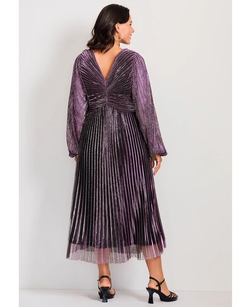 Avenue Women's Plus Pleated Plisse Dress