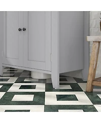 kleankin Pedestal Sink Cabinet, Bathroom Vanity Cabinet with U-Shape