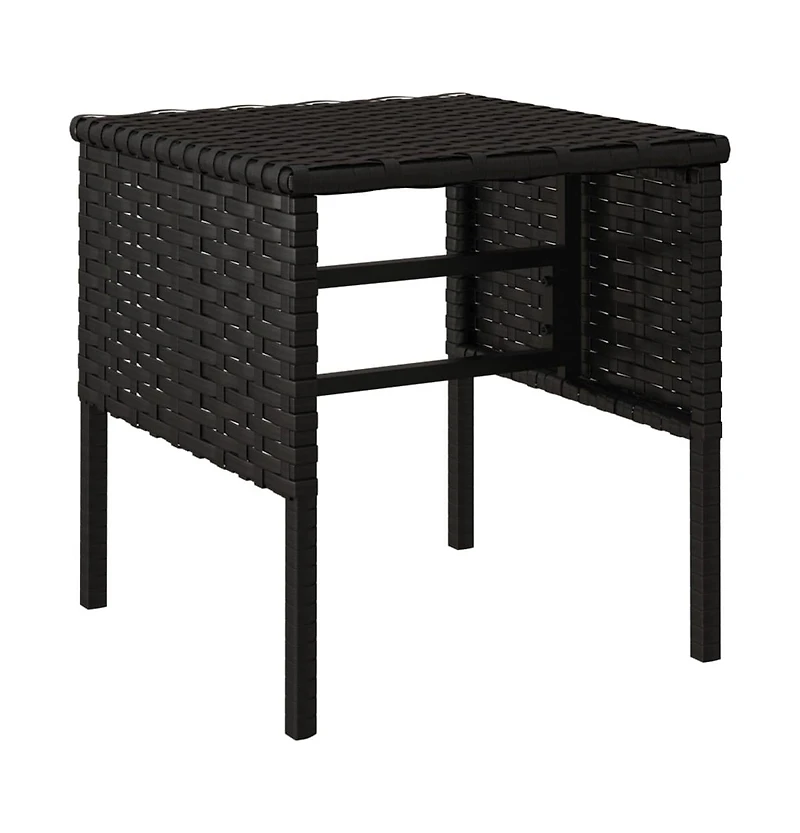 vidaXL Patio Footstools with Cushions 4 pcs Black Poly Rattan