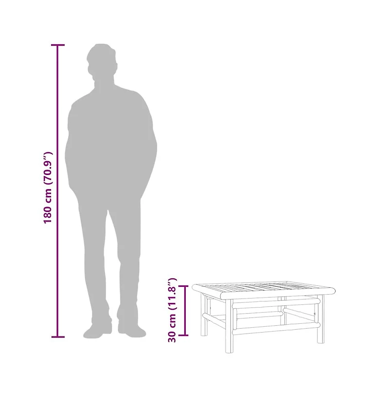 vidaXL Patio Table 25.6"x21.7"x11.8" Bamboo