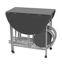 Five Piece Folding Dining Set Mdf Black