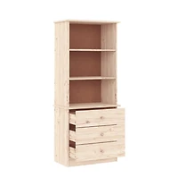 Bookcase with Drawers Alta 23.6"x13.8"x55.9" Solid Wood Pine