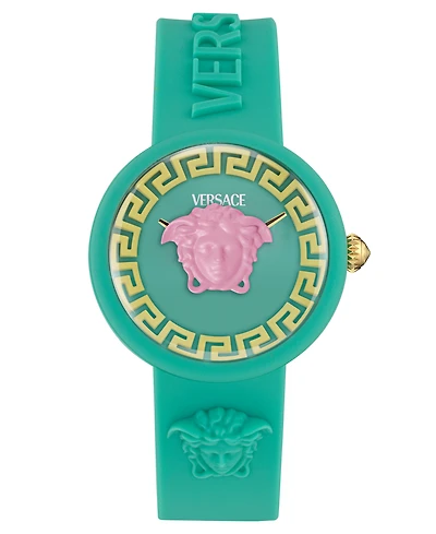 Versace Kids Medusa Pop Teal Silicone Strap Watch, 32mm