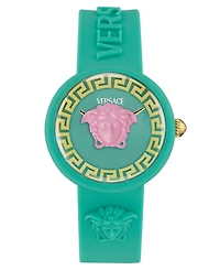 Versace Kids Medusa Pop Teal Silicone Strap Watch, 32mm