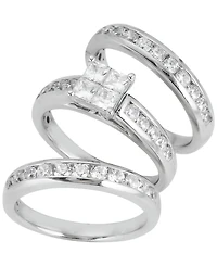 Macy's Diamond Princess Cut 3-Pc. Bridal Set (2 ct. t.w.) in 14k White Gold