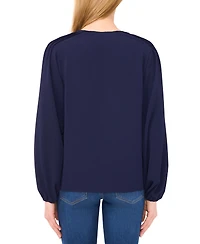 CeCe Women's Circular Trim Pin-Tuck Long Sleeve Blouse