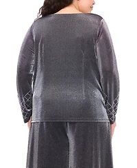 Msk Plus Long-Sleeve Rhinestone Top