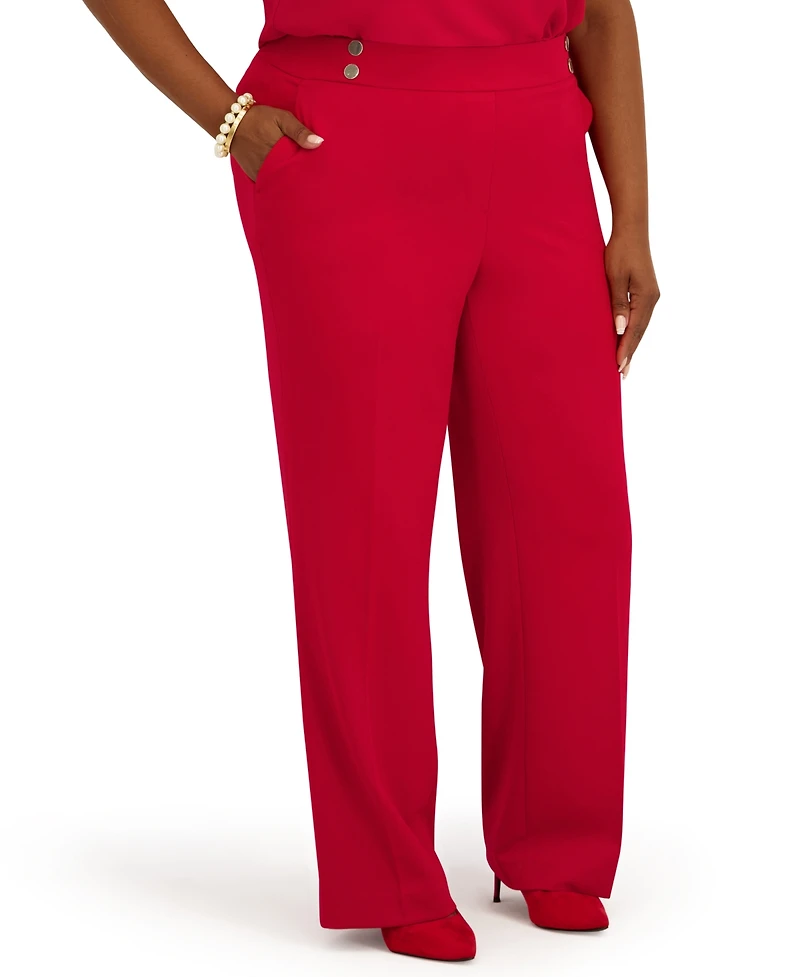 Kasper Women's Mid-Rise Pull-On Extend Tab Trousers