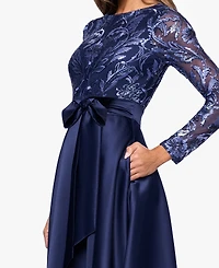 Xscape Women's Boat Neck Sequin Mesh Long Ball Gown