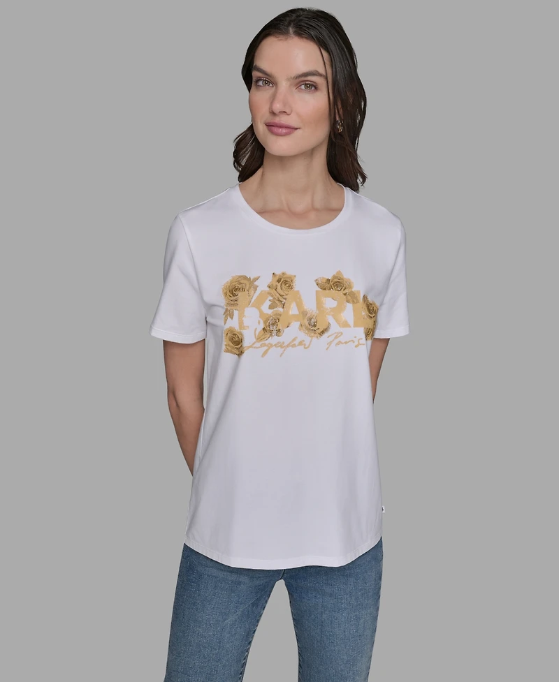 Karl Lagerfeld Paris Women's Floral Short-Sleeve T-Shirt