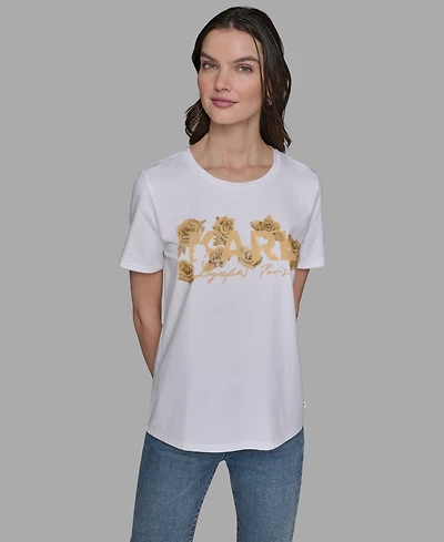 Karl Lagerfeld Paris Women's Floral Short-Sleeve T-Shirt