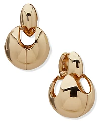 Anne Klein Gold-Tone Stacked Puff Dome Huggie Hoop Earrings