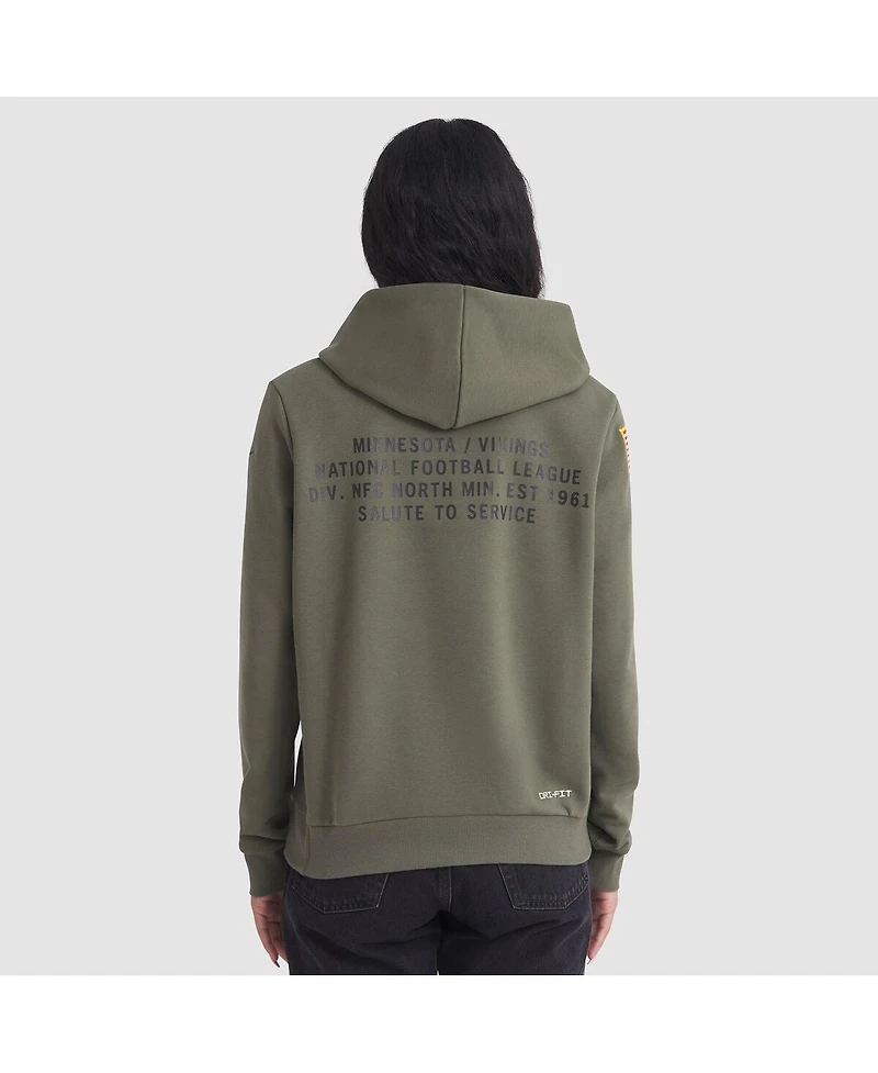 Nike Women's Olive Minnesota Vikings 2025 Salute to Service Sideline Standard Issue Dri-fit Hoodie