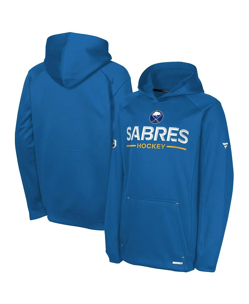 Fanatics Big Boys and Girls Royal Buffalo Sabres Authentic Pro Rink Raglan Hoodie
