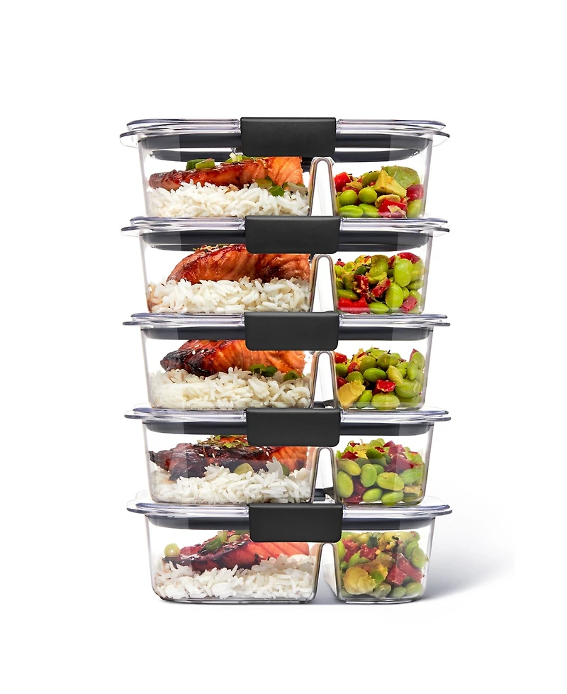 Rubbermaid Brilliance 2.85-Cup Meal Prep 2-Compartment Food Storage Containers, 5-Pack