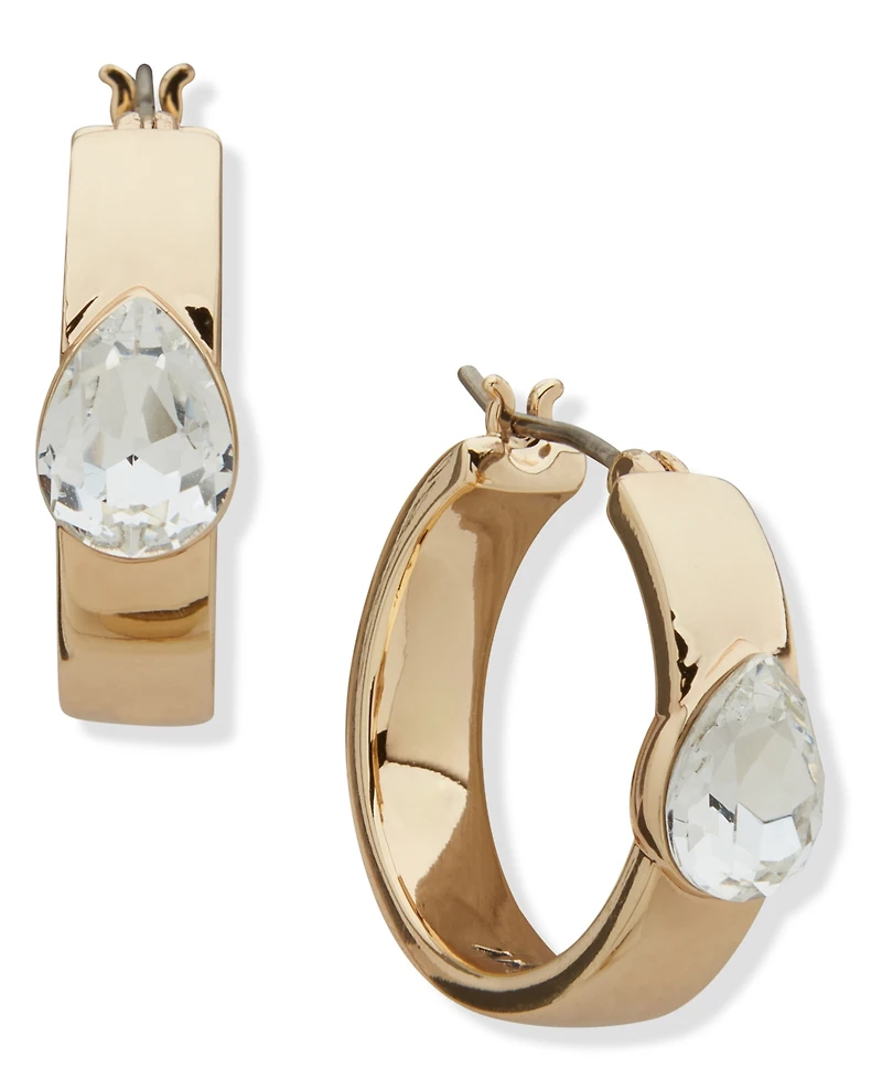 Dkny Crystal Pear Stone Hoop Earrings