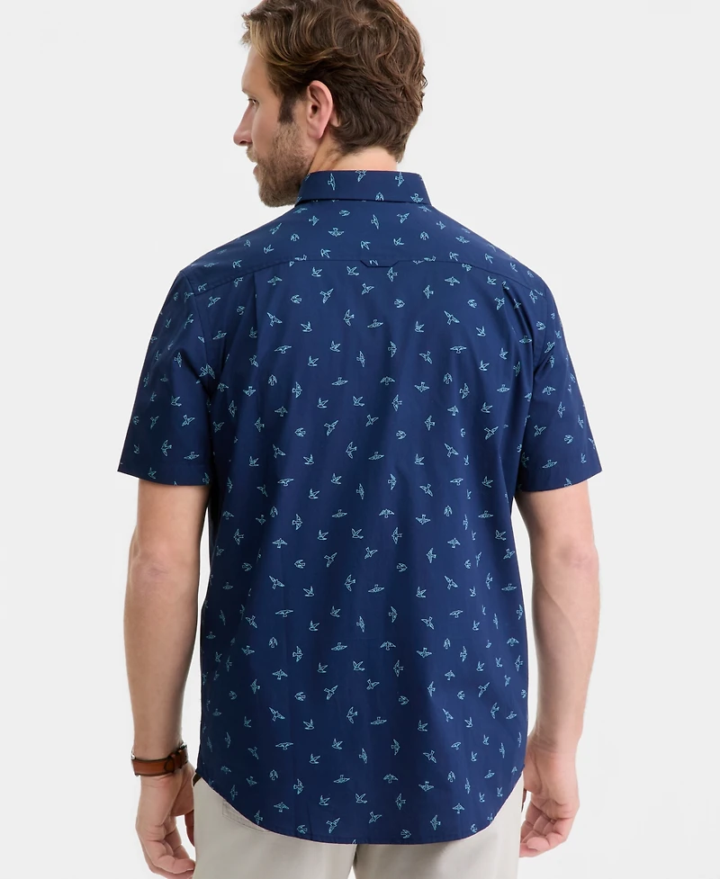 Club Room Men's Birds Sky Poplin Short-Sleeve Shirt, Macy's Exclusive
