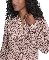Tommy Hilfiger Women's Blossom Floral Ruffle Placket Top