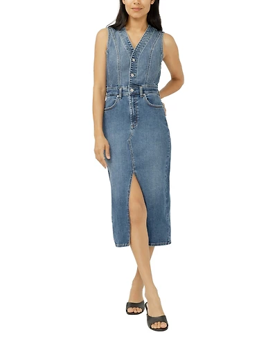 Silver Jeans Co. Women's Denim Vest Midi Dress