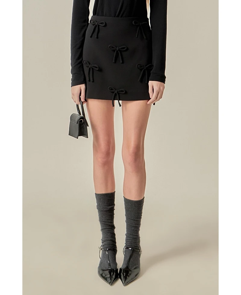 English Factory Women's Bow Detailed Mini Skirt