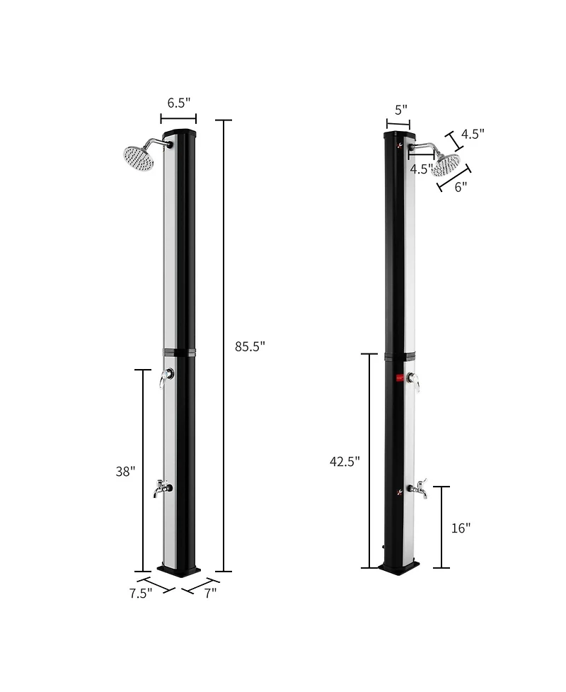 Sugift 7.2 Feet 9.3 Gallon Solar Heated Shower with Adjustable Head and Foot Tap