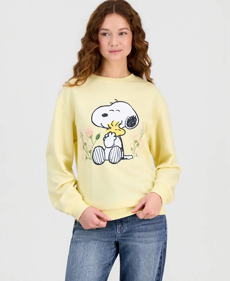 Snoopy Juniors' Tulip Crewneck Sweatshirt