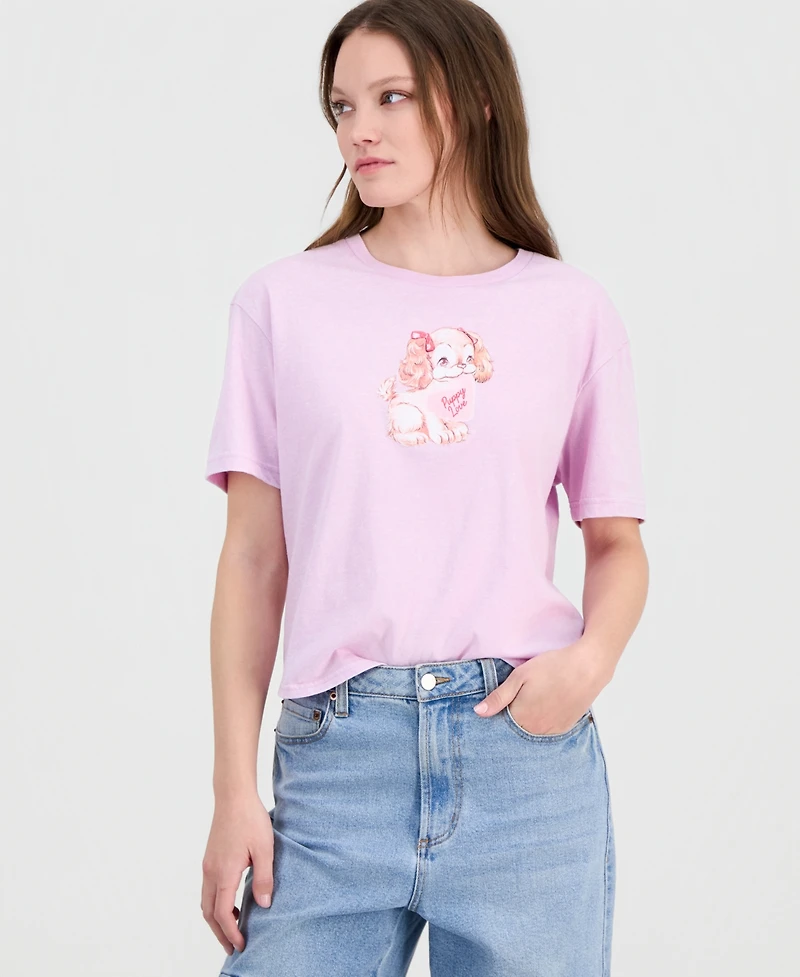 Rebellious One Juniors' Puppy Love Short-Sleeve T-Shirt