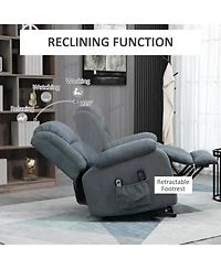 Homcom Power Lift Chair for Elderly Big and Tall with Massage, Linen Fabric Upholstered Recliner Sofa Chair with Remote Control, Side Pockets, Grey
