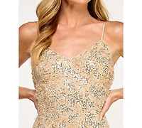 Seni & Cade Women's Sequin Soutache Strappy V-Neck Dress