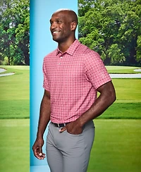 Pga Tour Men's Layered Boat Print Short-Sleeve Golf Polo Shirt